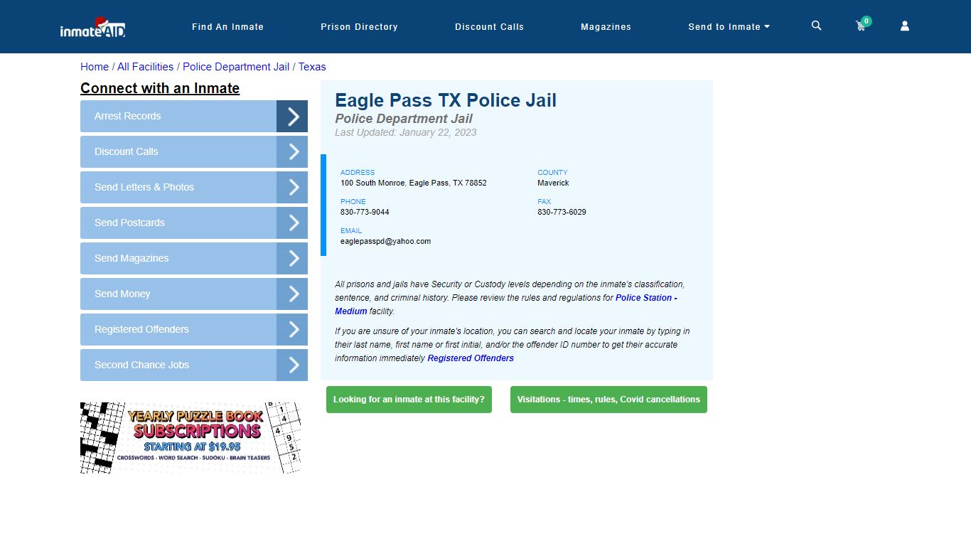 Eagle Pass TX Police Jail & Inmate Search - Eagle Pass, TX